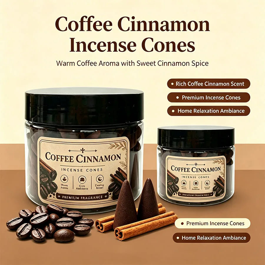 Premium Warm Coffee Incense Cones, Natural and Handmade, with a Coffee-Scented Milky Aroma, Gentle and Sweet Fragrance, for Relaxation and Sleep, Cozy Home Fragrance, Yoga and Meditation, for Indoor and Outdoor Use, Gift