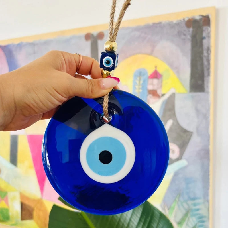 Blue Evil Eye Glass Wall Hanging Decor