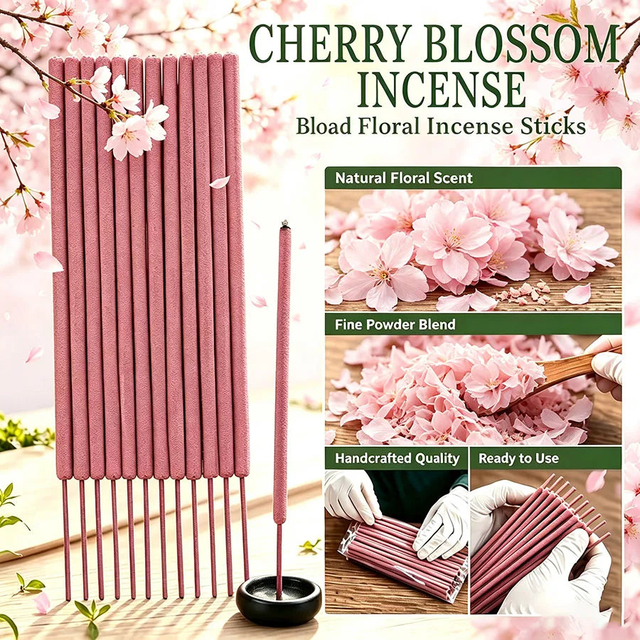Upgraded Version of the Thick Incense Sticks—Long-Lasting, Richly Fragrant Lavender, Lemongrass, Sage, and Cherry Blossom, Perfect for Outdoor/Indoor Use, Yoga, and Meditation