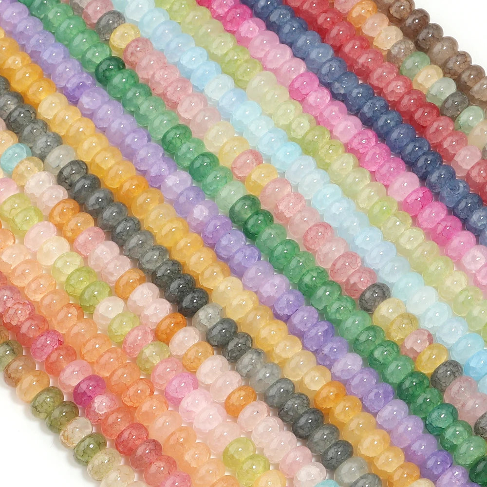 1 String 5x8mm Glass Beads Colorful Abacus Flat Round Loose Beads For Jwelry Making DIY Crafts Bracelets Necklace Accessories