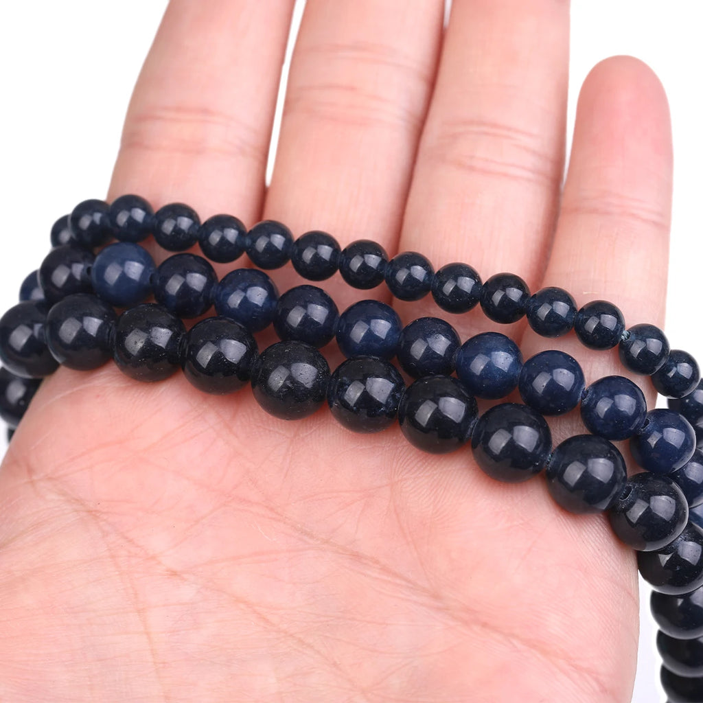 4mm 6mm 8mm Blue Jade Beads for Jewelry Making