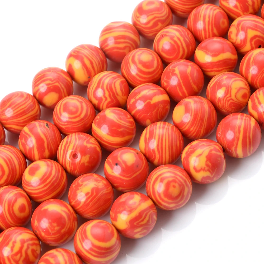 Natural Stone Beads Yellow Orange Agates Jades Malachite Tiger Eye Loose Spacer Beads For Jewelry Making DIY Bracelet 4/6/8/10MM