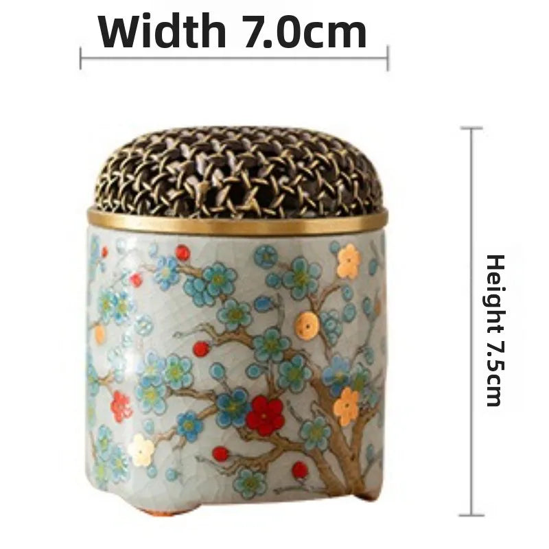 Retro Ru Kiln Ceramic Incense Burner Small Household Indoor Tea Ceremony Incense, Agarwood and Sandalwood Aroma Diffuser Tools