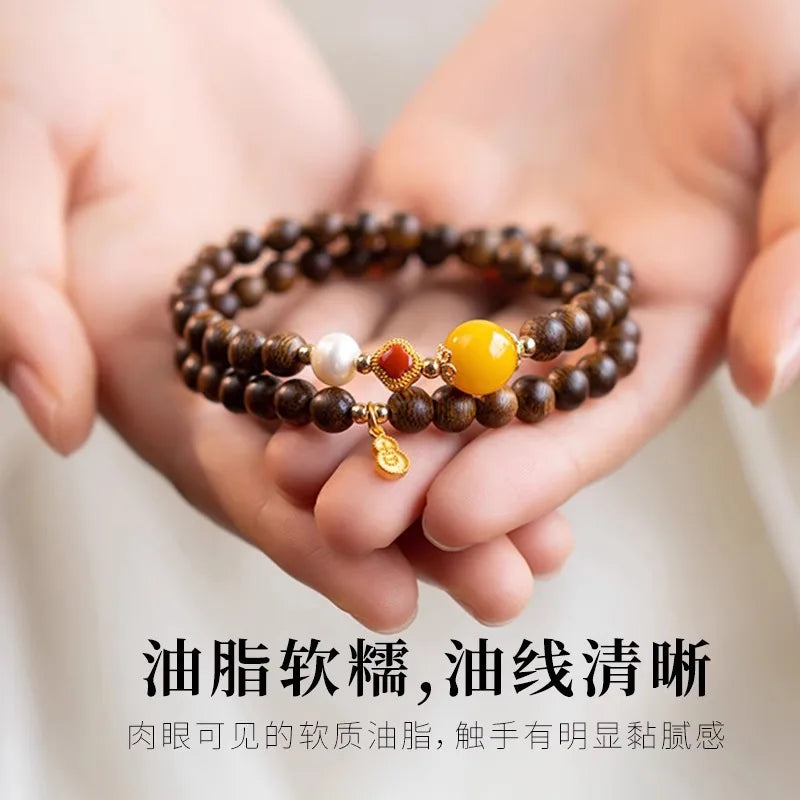 Premium Agarwood Double Strand Bracelet for Women