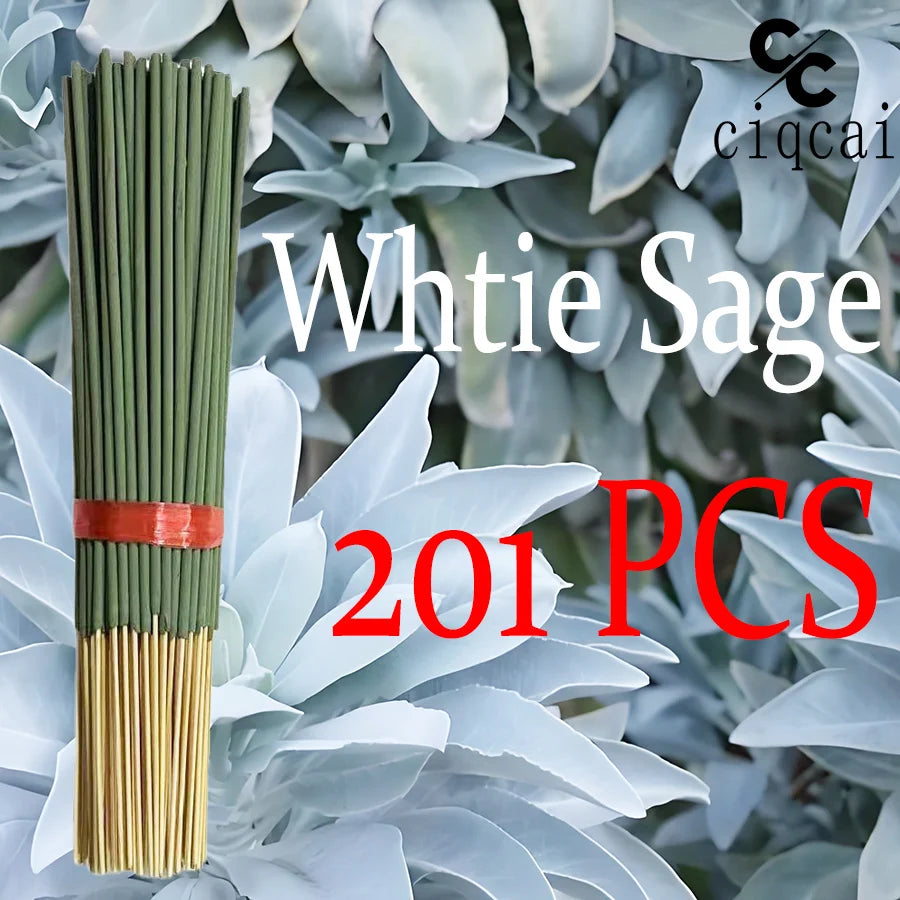 Hot-Selling High-Quality White Sage Incense Sticks, 22cm Long Thickened Handmade Bamboo Incense Sticks, with Natural Fragrance, Long-Lasting Scent, Perfect Choice for Meditation, Yoga, Massage, Home, Hotels, and Spas