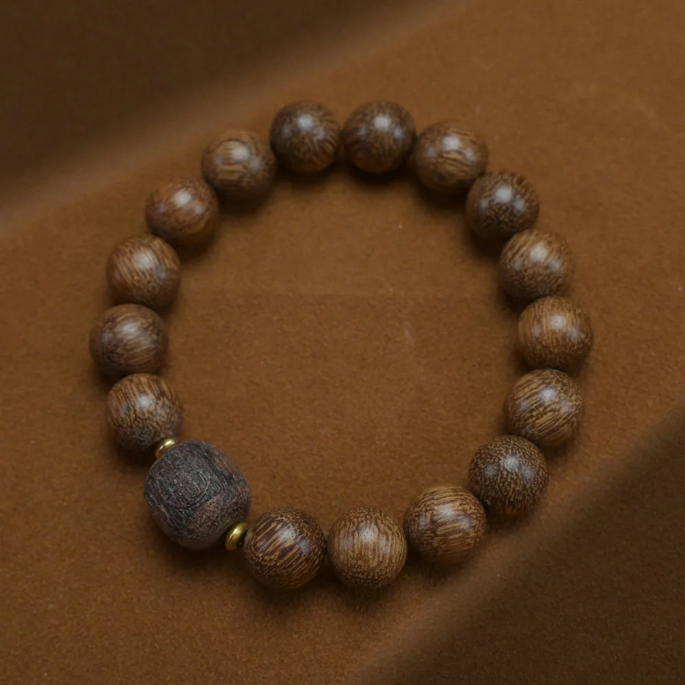 Natural Nha Trang White Ky Nam Agarwood Abacus Bead Bracelet Lucky Pixiu Wenwan Craft Jewelry
