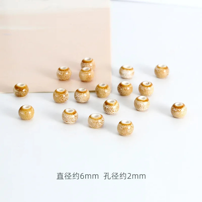 50Pcs 6mm Round Ceramic Beads DIY Bracelet Necklace Hole Beads Handmade Porcelain Beads For Jewelry Making Accessories