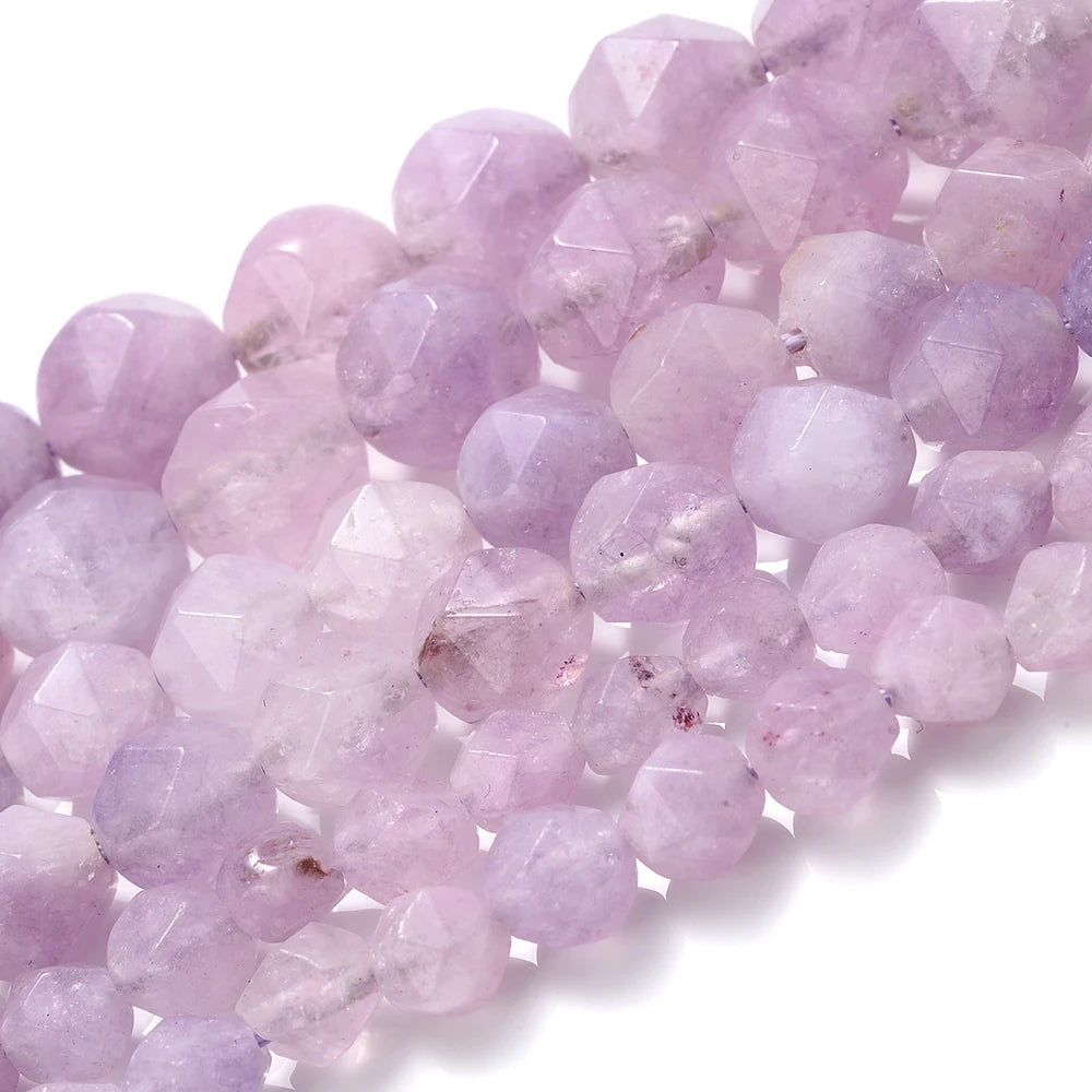 Natural Stone Beads Purple Crystal Morganite Chalcedony Agates Jades Beads For Jewelry Making Handmade Bracelet Necklace 4-10MM