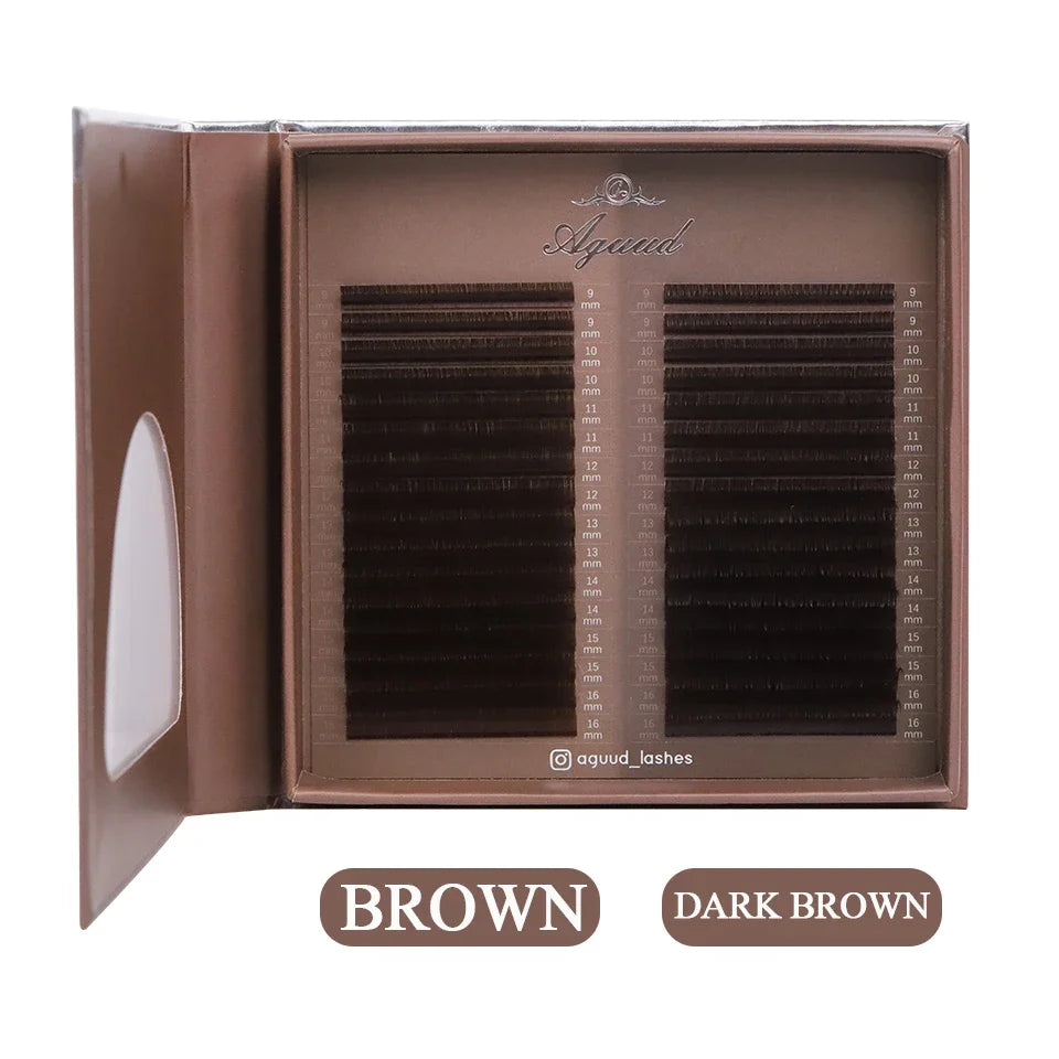 AGUUD 32 Rows Brown Individual Eyelash Extensions