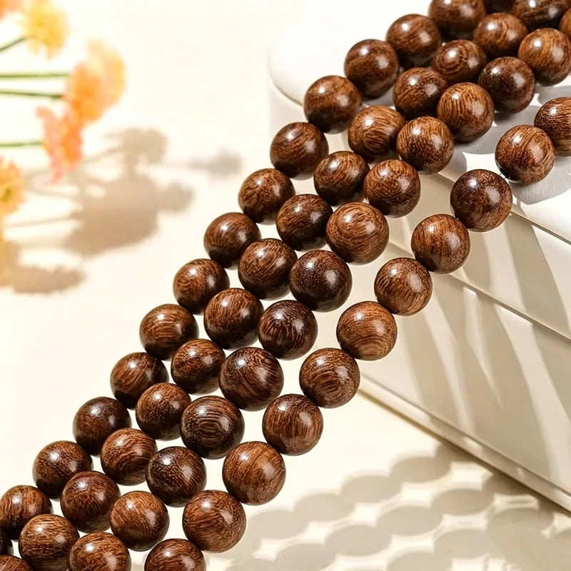 Natural Wood Bead Gold Silk Sandalwood Round Buddha Bead Pick Size For Jewelry Making Diy Necklace Bracelet Accessory 6 8 10mm