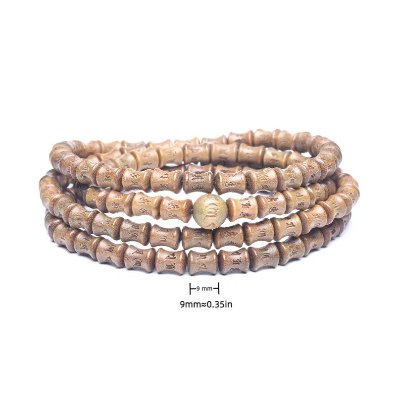 Natural Sandalwood Beads Green Sandalwood Beads 8mm 108 Beads Bracelet Elastic Bracelet   Buddhist Prayer Yoga Wooden Beads