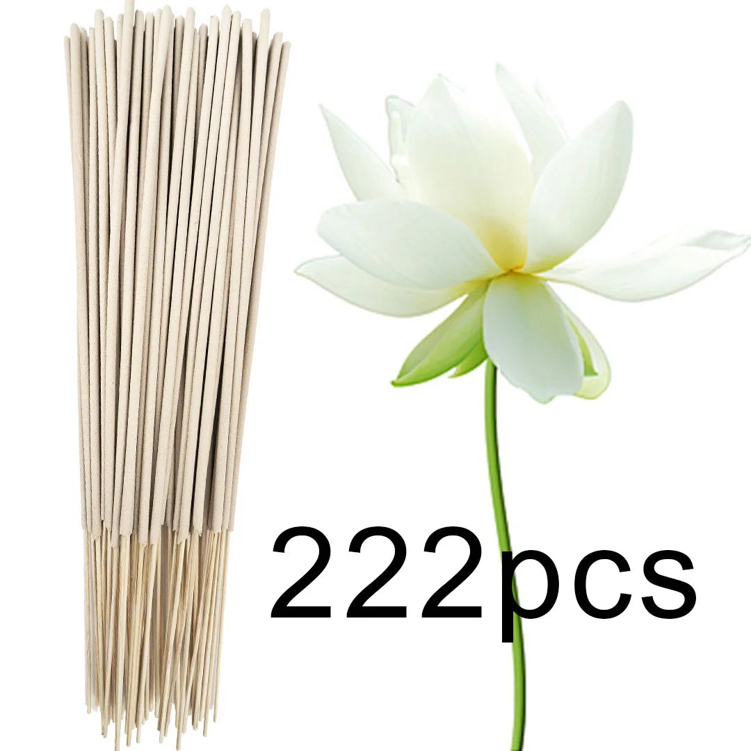 High-Quality Off-White 8.7-Inch White Lotus Incense Sticks, Made from Natural Materials, with a Lotus Scent. White Lotus Symbolizes Holiness, Divinity, and Cleanliness Essential Bamboo Stick Incense for Home
