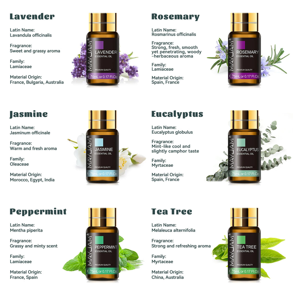MAYJAM 35 Bottles Essential Oils Kit Gift Box ,Lavender Jasmine Vanilla Lemon Eucalyptus Sandalwood Frankincense SweetOrange Ylang Rose Bergamot Tea Tree Lemongrass Patchouli Rosemary Geranium Citronella Aromatherapy Oil for Humidifier Diffuser DIY Candle