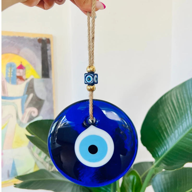 Blue Evil Eye Glass Wall Hanging Decor