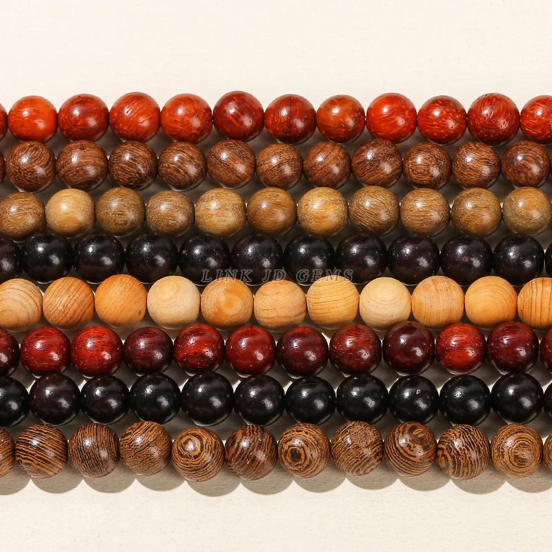 1 Strand Natural Wooden Bead Green Sandalwood Bead Round Loose Spacer Bead for Jewelry Making DIY Bracelet Necklace Accessory