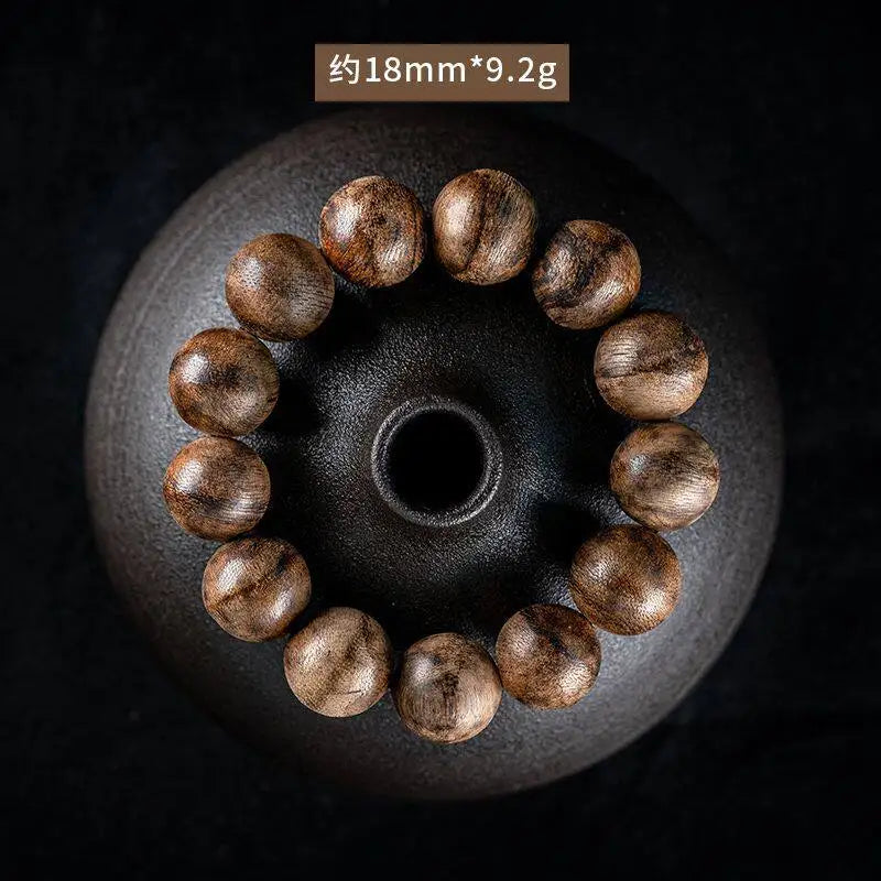 Authentic Old Kalimantan Agarwood Buddhist Beads 16mm Wooden Bracelet for Men Collectible Gifts
