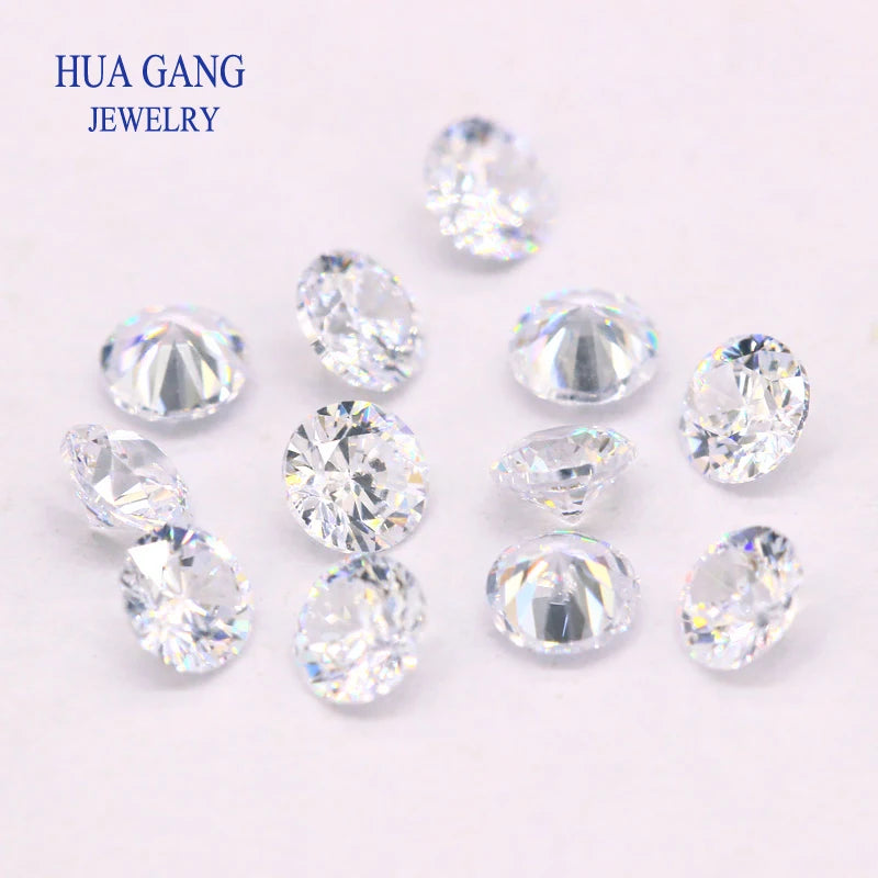 AAAAA Grade White 0.8~12.0mm Loose Zircon Stone Brilliant Round Cut Cubic Zirconia Stones For Jewelry Making DIY