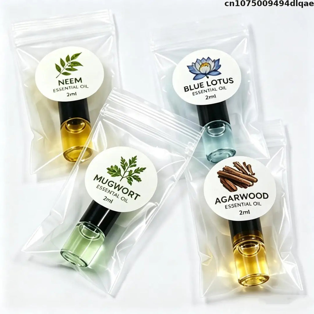 Splymczen Mini Botanical Essential Oil Collection 2ml Agarwood Neem Blue Lotus Mugwort Aromatic Oil For Diy Soap Candle Making