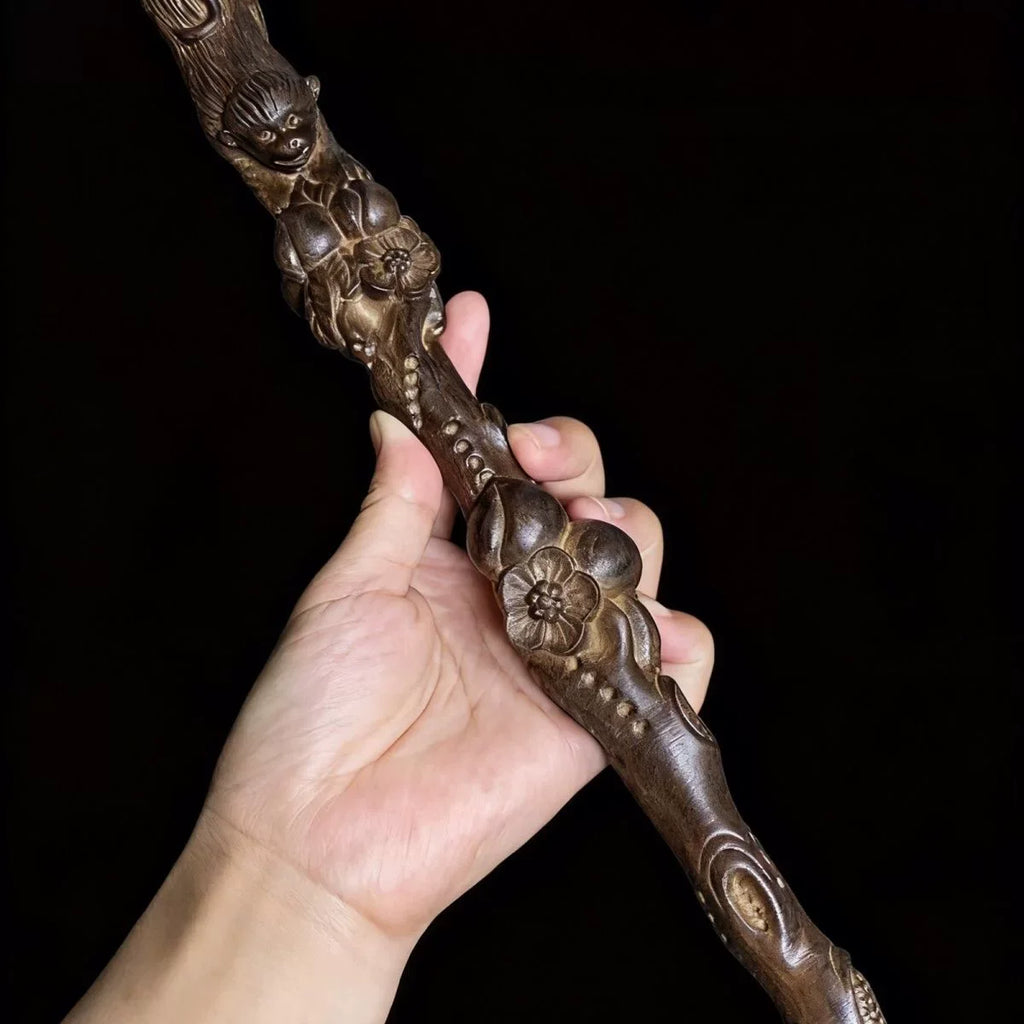 Hand-Carved Premium Agarwood Monkey Back Scratcher 40cm Traditional Wood Body Massager for Home Decor Zen Health Collection