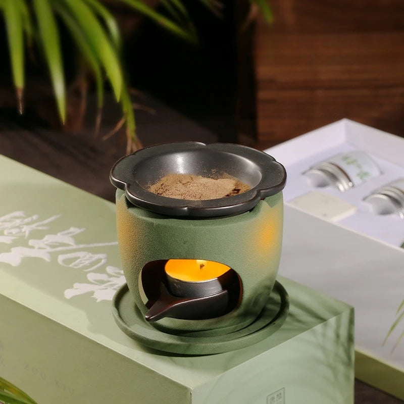 Ceramic Incense Burner with Agarwood Sandalwood powder Separated Incense Stove Aroma Burner Gift Box Home Aromatherapy Decor