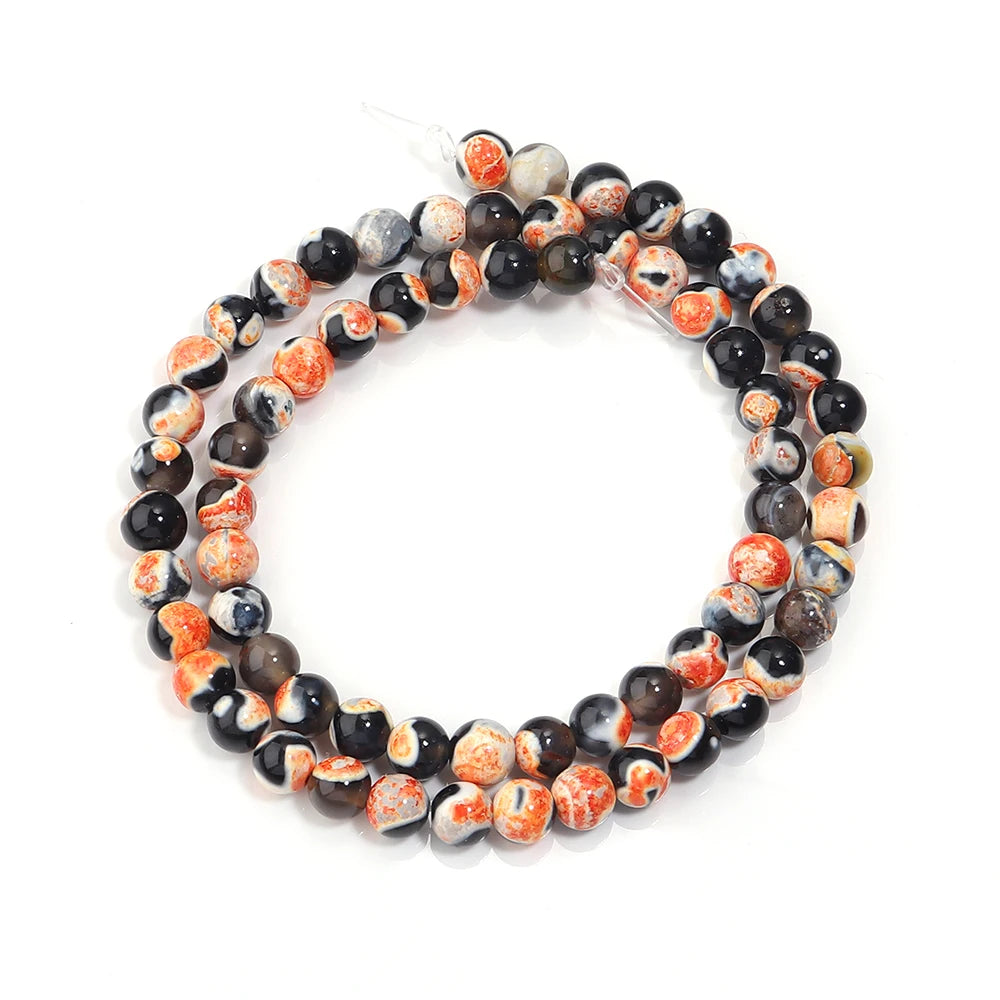 6 8 10mm Natural Stone Orange Fire Agate Beads Round Loose Spacer Beads For Jewelry Making DIY Bracelets Necklace Accessories