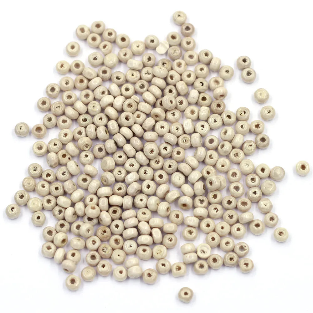 900Pcs Wood Spacer Beads Loose Seed Wooden Tiny Round Cute Natural Color For Charms Necklaces 4mm