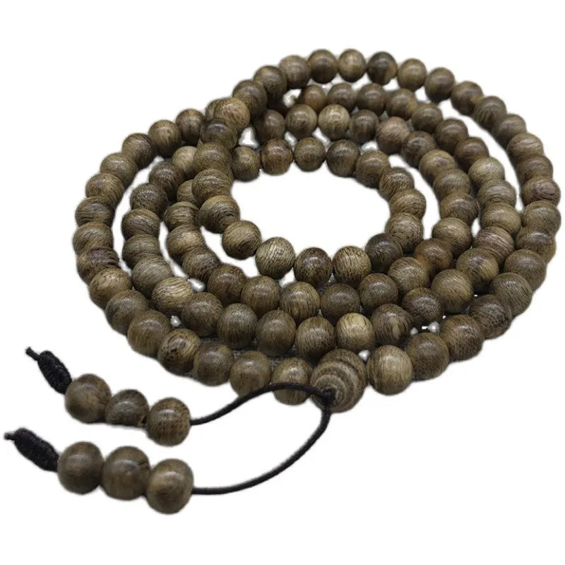 Authentic Hainan Agarwood 108 Genuine Old Material Water Grain Butter Bracelet Buddhist Prayer Beads 6mm