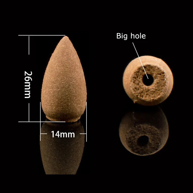 58Pcs Cones in Glass Bottle Package Flavor Can Choose Natural Smoke Backflow Incense Cones Hollow Cone Incense Sandalwood