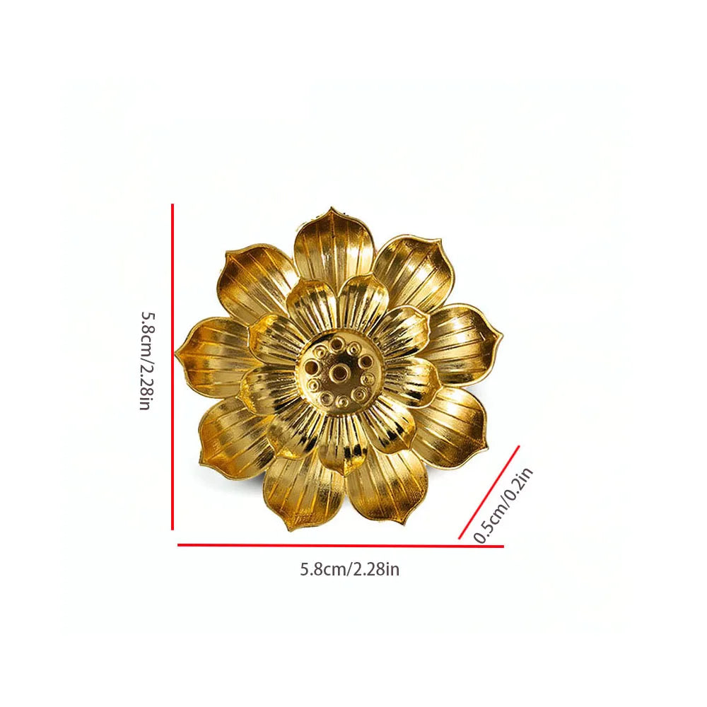 1pc Gold Incense Burner, Incense Holder for Sticks,Metal Lotus Incense Stick Holder and Detachable Ash Catcher