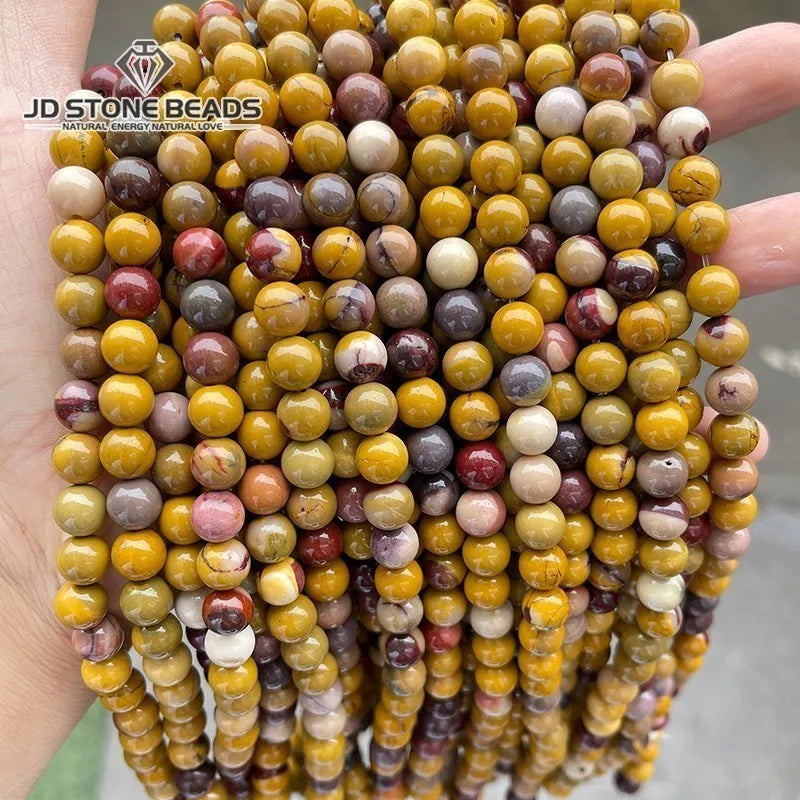 Natural Red Yellow Mookaite Stone Beads Round Loose Spacer Beads For Jewelry Making DIY Bracelet Accessories 4 6 8 10 12mm