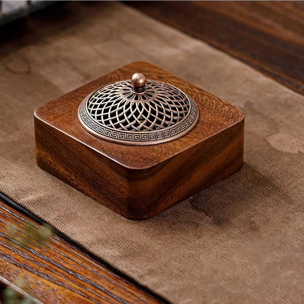 Solid Wood Pan Incense Burner, Indoor Aromatherapy Burner With Sandalwood Incense, Tea Ceremony ,prayer rooms, yoga Decoration