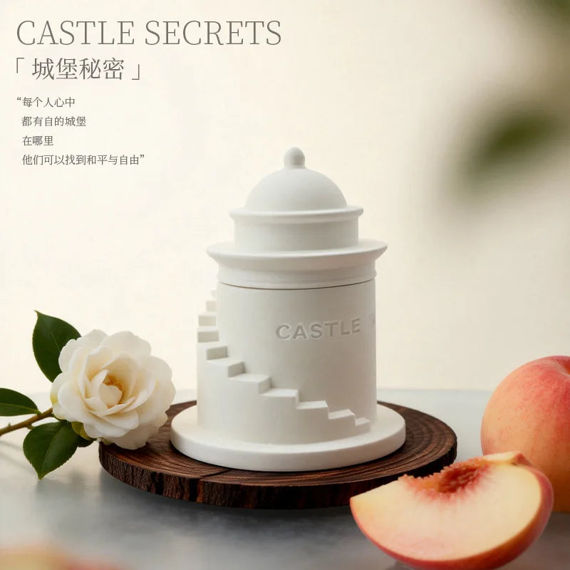 Castle scented candle gift box, high-end plaster ornament, bedroom scented niche fragrance souvenir