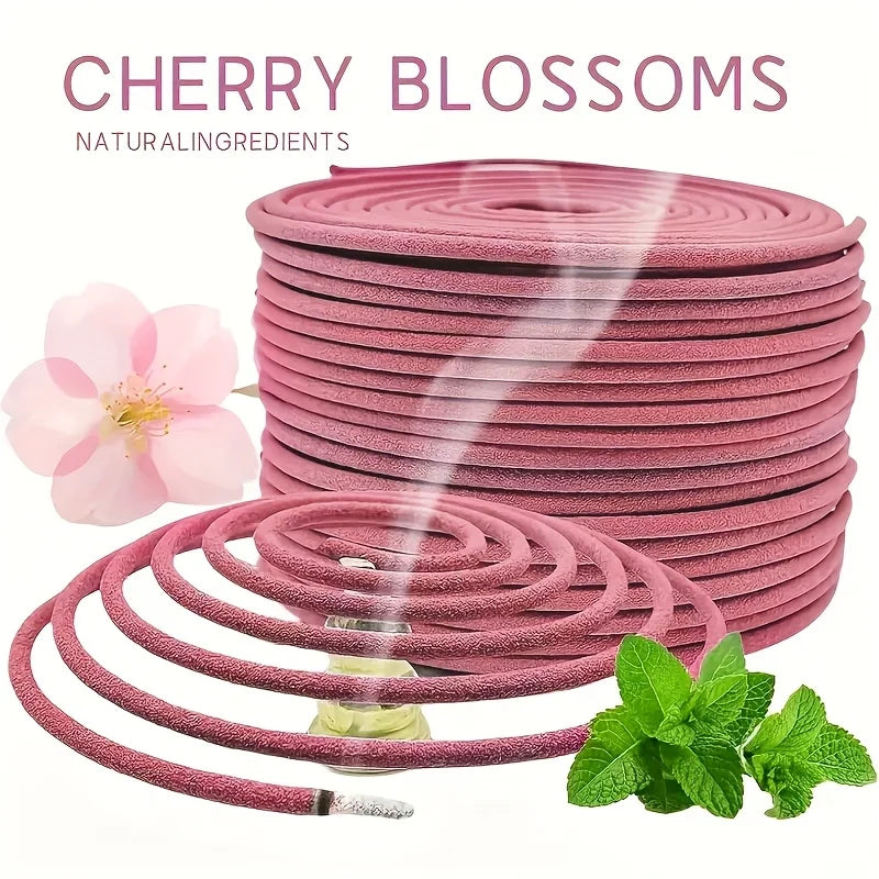 Sakura-Flavored High-Quality Classic Spiral Incense, 6.3cm Diameter Pure Handmade Incense, Traditional Craftsmanship, Natural and Rich Fragrance, Long-Lasting Scent, Portable Packaging, Convenient for Carrying, Suitable for Home and Outdoor Use