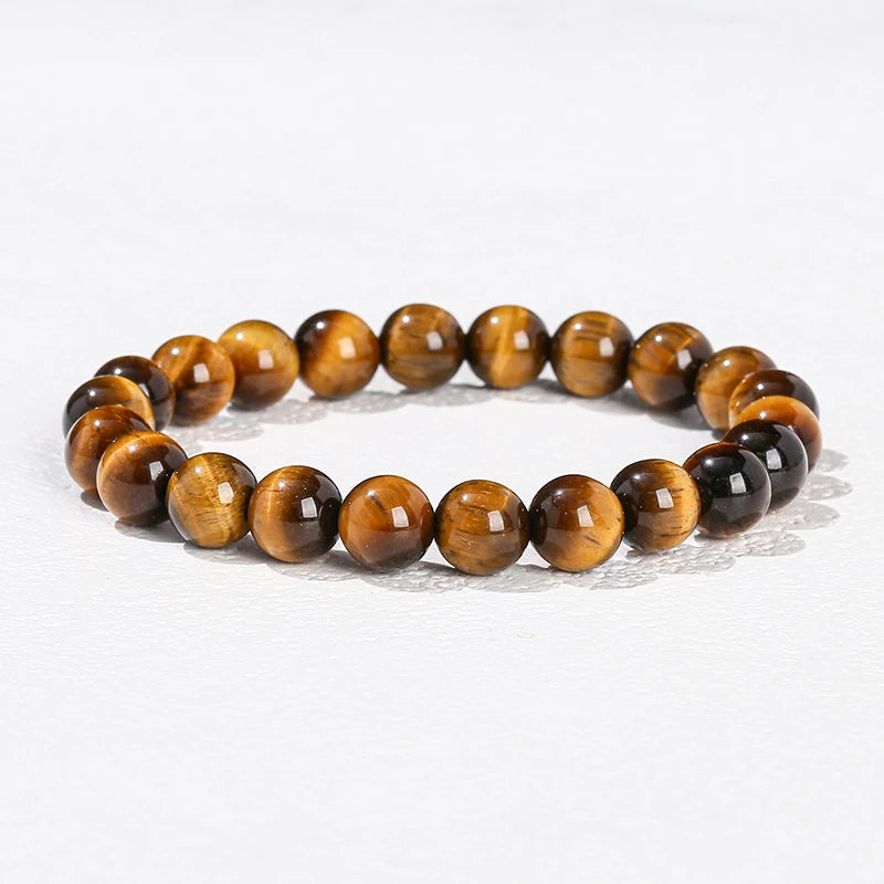 JD 6 8 10mm Natural Stone Beaded Bracelet Obsidian Fluorite Quartz Jasper Healing Beads Bangles Women Men Stretch Yoga Jewelry