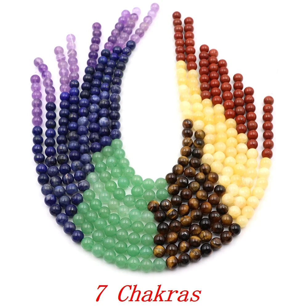 4/6/8/10MM Natural Stone Beads Blue Tiger Eye Crystals Amethyst Rose Quartz Gemstone Bead for Jewelry Making Bracelet Necklaces