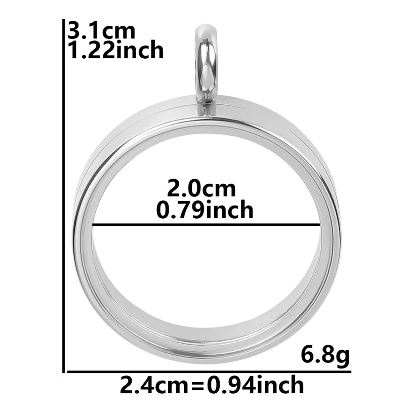 1Pc Stainless Steel Round Memorial Cremation Ashes Coin Bezel Locket Pendant Openable Glass Floating Relicario Colgantes Jewelry