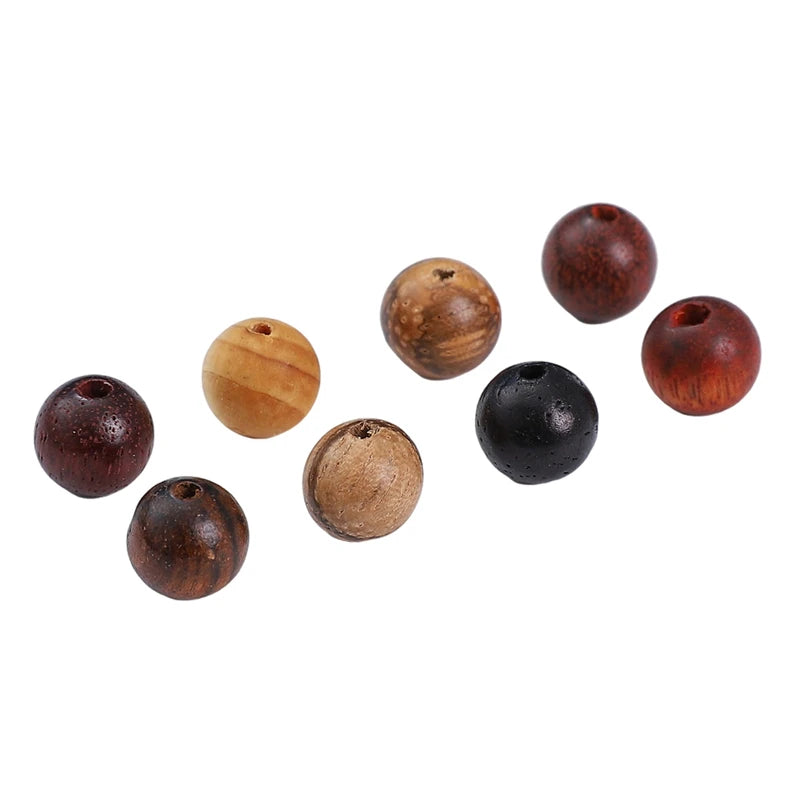 50Pcs/Lot 8mm Brown Series Natural Wooden Beads Eco-Friendly Wood Round Loose Beads For Jewelry Making Bracelets DIY Accessories