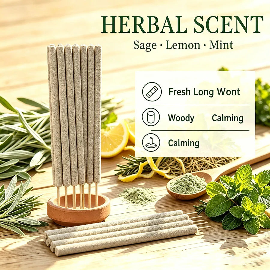 Upgraded Version of the Thick Incense Sticks—Long-Lasting, Richly Fragrant Lavender, Lemongrass, Sage, and Cherry Blossom, Perfect for Outdoor/Indoor Use, Yoga, and Meditation