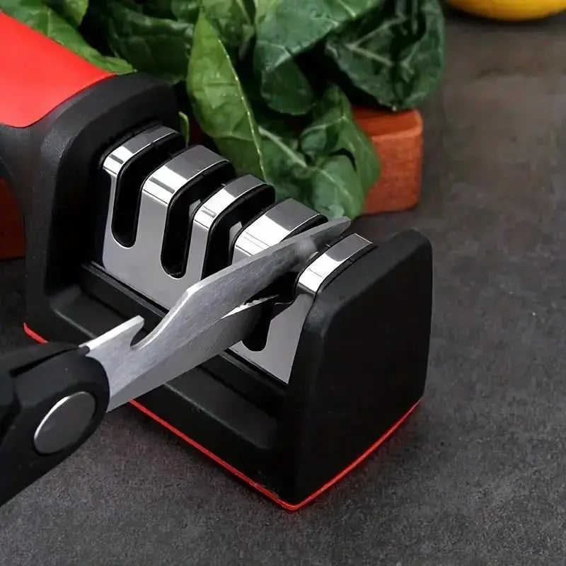 3/4 Segment Knife Sharpener Kitchen Multifunctional Manual Sharpening Stone with Non Slip Base Kitchen Utensils Grinding Tools