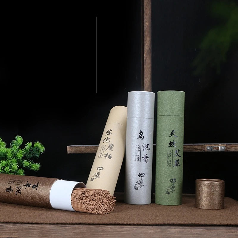 200g Natural Sandalwood Agarwood Incense Sticks, Cypress Mugwort Long-Lasting Herbal Scent for Home, Yoga, Meditation Relaxation