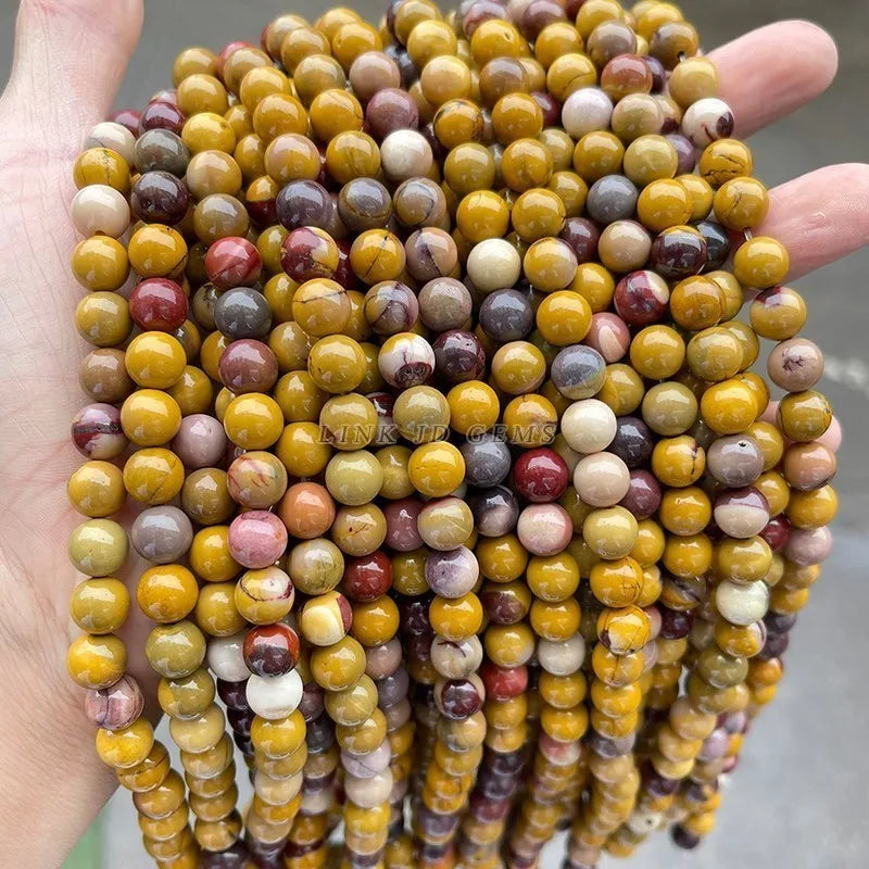 Natural Red Yellow Mookaite Stone Beads Round Loose Spacer Beads For Jewelry Making DIY Bracelet Accessories 4 6 8 10 12mm