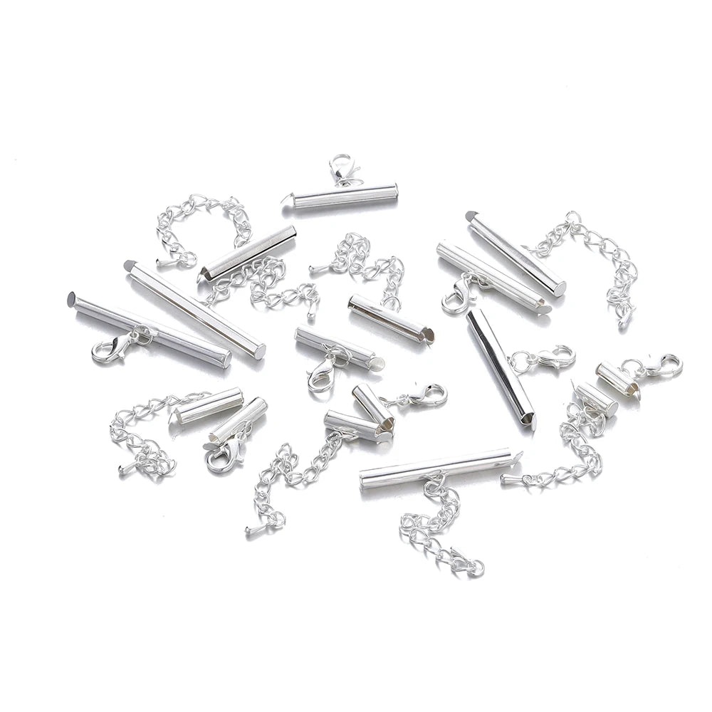 10Set 10-40mm Metal Bracelet End Connectors Slide Clasp Extending Lobster Clasps Slide Hook Tail Chain For DIY Jewelry Making