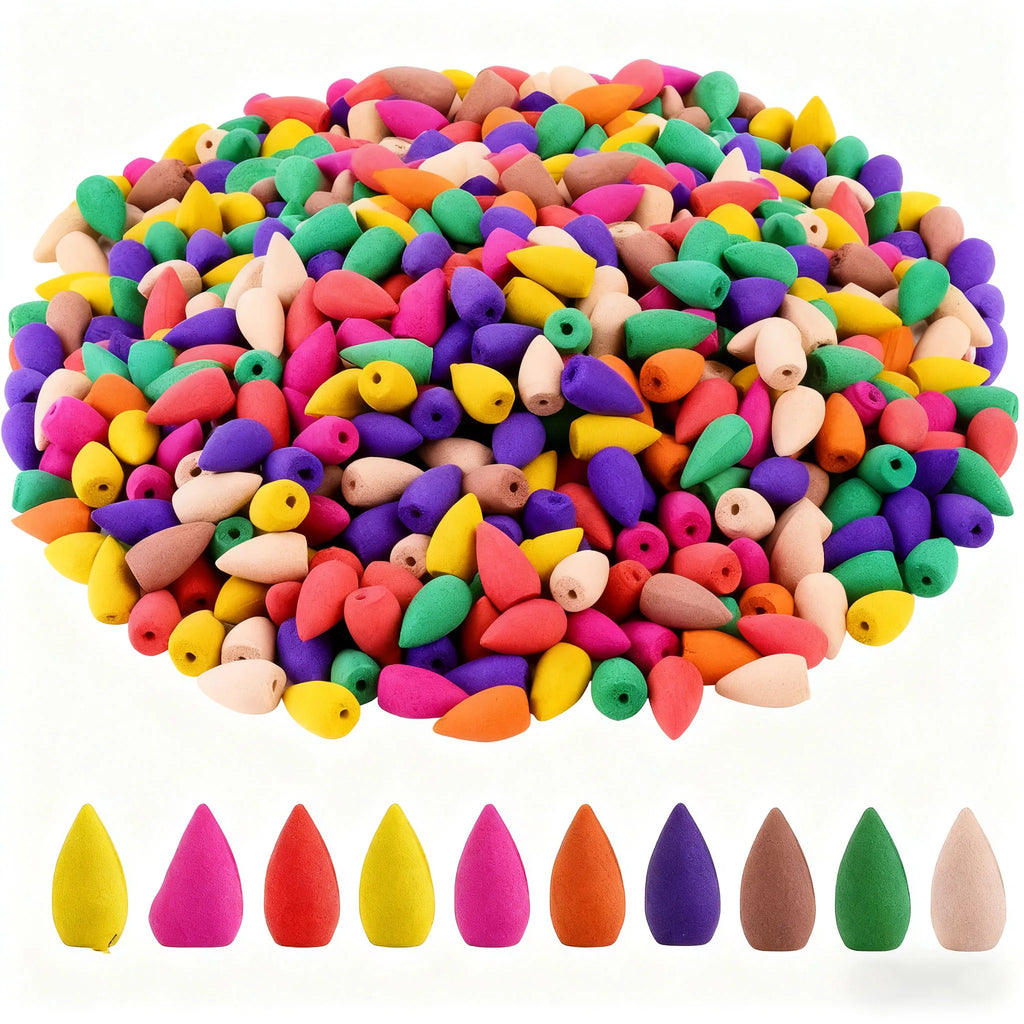 50Pcs Natural Backflow Incense Cones - Various Scents, Including Lavender, Sandalwood, Jasmine, Rose, Etc. for Indoor Yoga, Outdoor Camping, and Are Perfect for Waterfall Incense Burners, for House Cleaning, Yoga, Tea Rooms, Home or Office Use