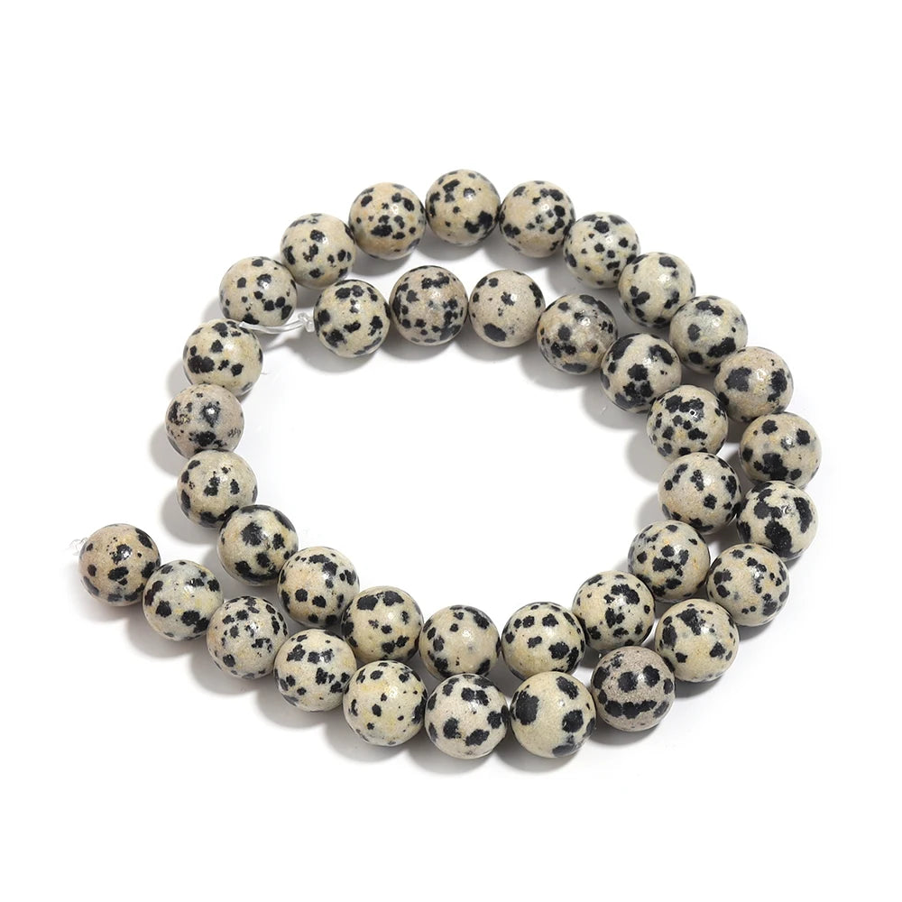 4 6 8 10 12mm Natural Dalmatian Jasper Beads Round Loose Spacer Stone Beads For Jewelry Making DIY Necklace Bracelet Accessories