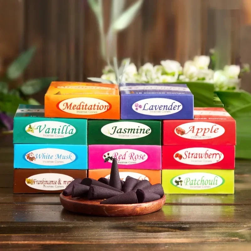 Mahendra Incense Cones Sandalwood Lavender Vanilla Meditation Staberry Jasmine Cones Tower Aromatherapy for Air Purification
