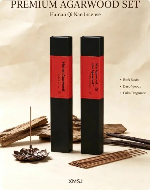 H Trending Hainan Agarwood Incense Set,Natural Qi Nan Wood Sticks 20g About 95 Sticks, Deep Resin Scent for Home Meditation Yoga