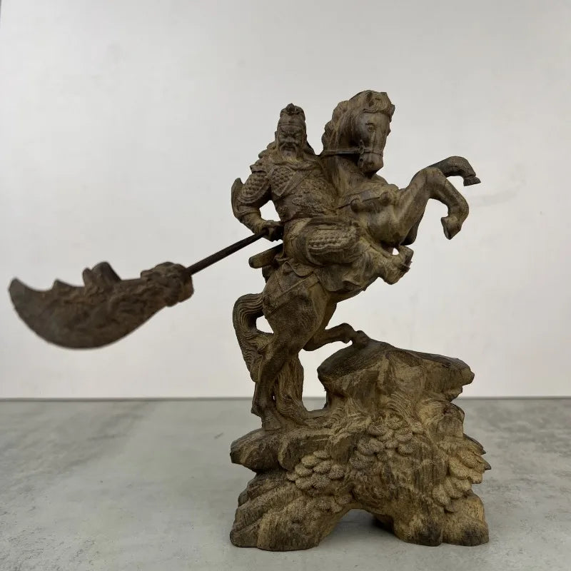 Hand-Carved Agarwood Guan Gong Statue - 7.5"x4.1" Wealth God Sculpture, Home Decor, Blessing & Business Opening Gift