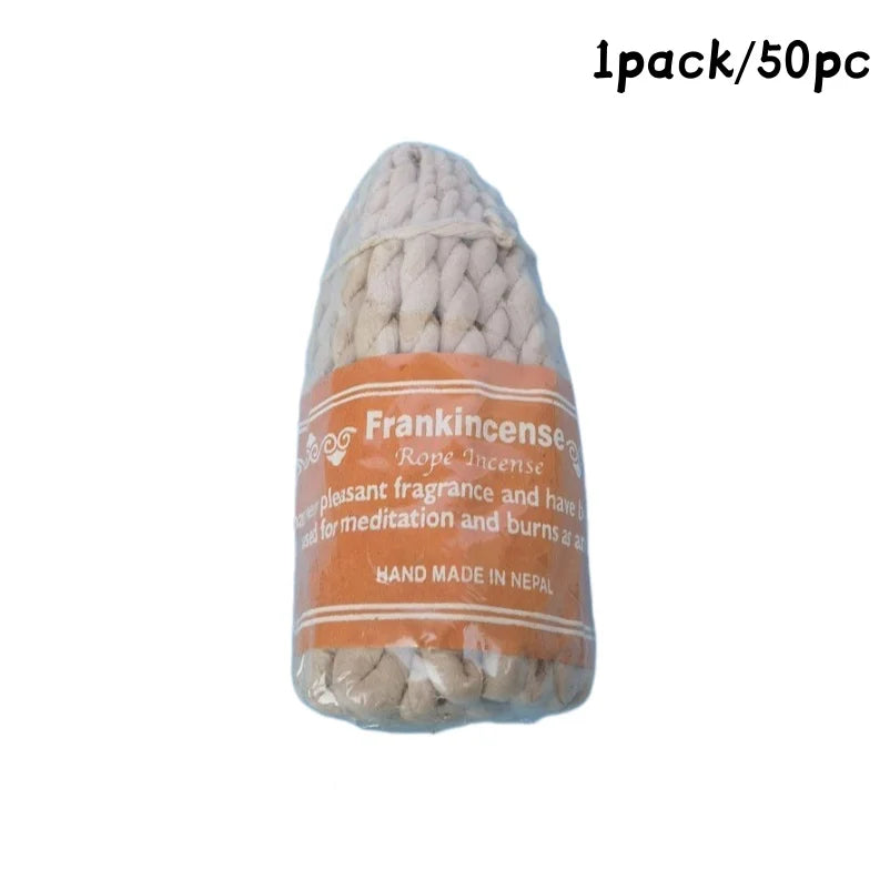 50pc Handmade Nepal Rope Incense Sandalwood Cedar Aromatherapy DIY Yoga Meditation Fragrance Relieve Stress Help Sleep