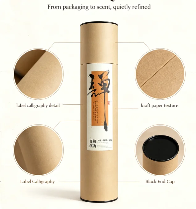 Zen Qinan Agarwood Incense Sticks Natural Low Smoke Aroma Stick Meditation Yoga Home Fragrance Eco Kraft Cylinder Pack