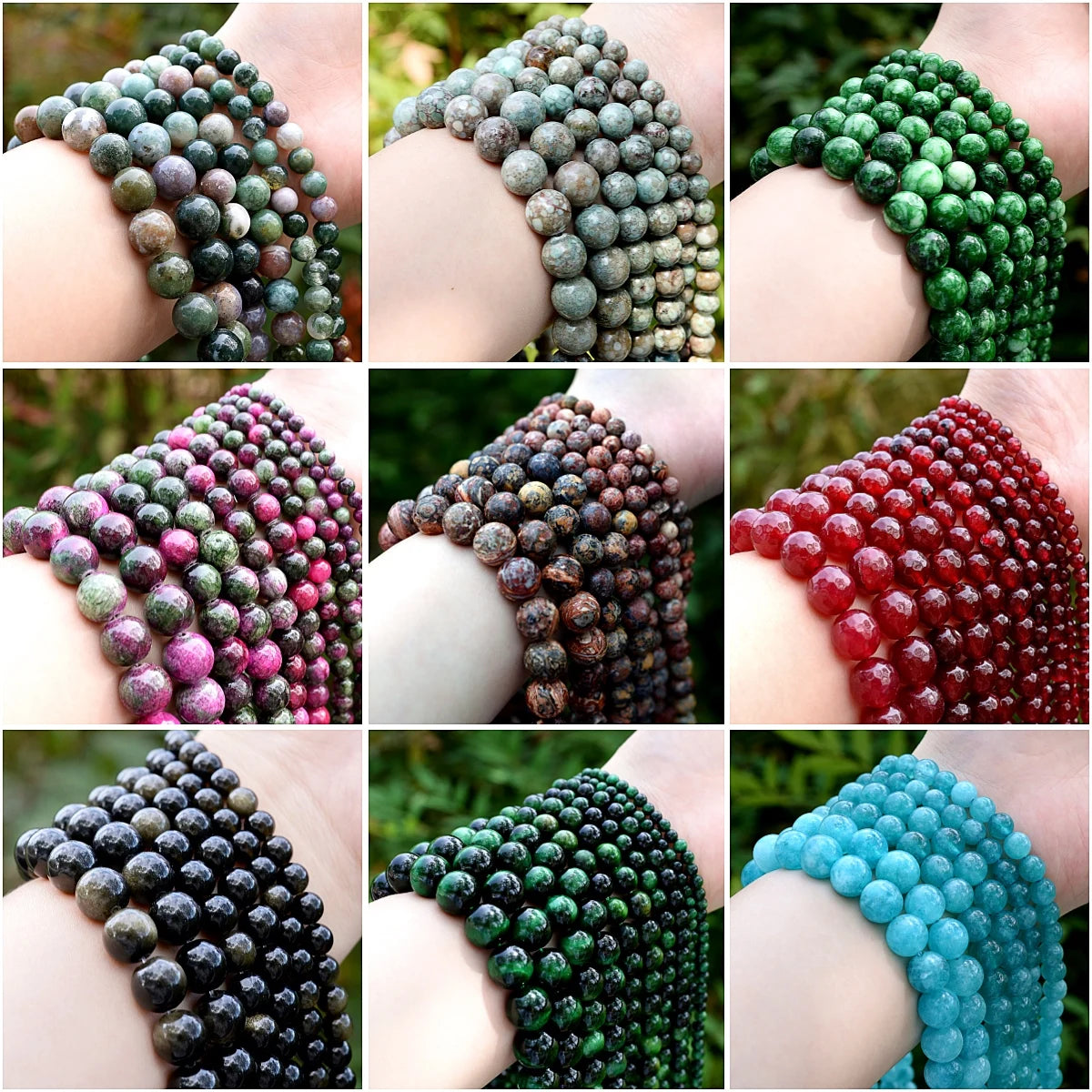 Natural Stone Beads 4 6 8 10mm Aquamarine Lava Turquoises Agates Quartz Jaspers Crystals Beads For Jewelry Making DIY Necklace